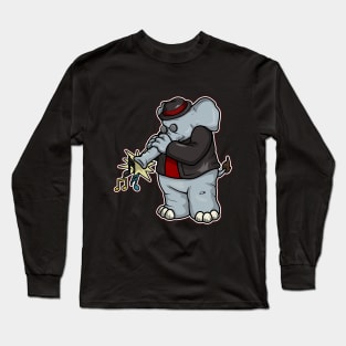 Funny elephant is playing the trumpet Long Sleeve T-Shirt